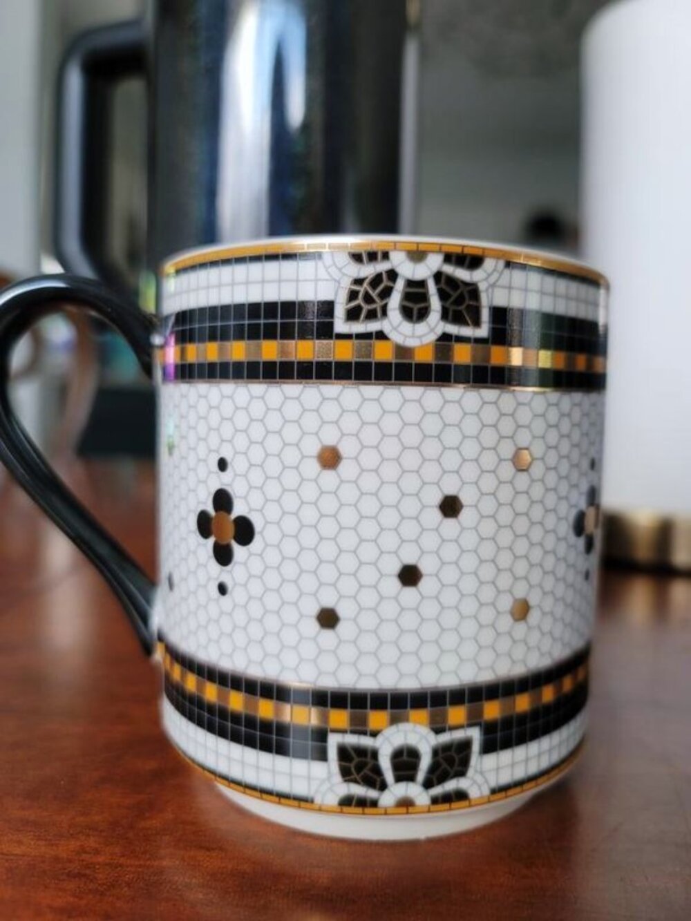 Anthropologie Halloween Mug 24k gold-decaled glazed stoneware Black Cat 13oz NEW - Picture 8 of 10